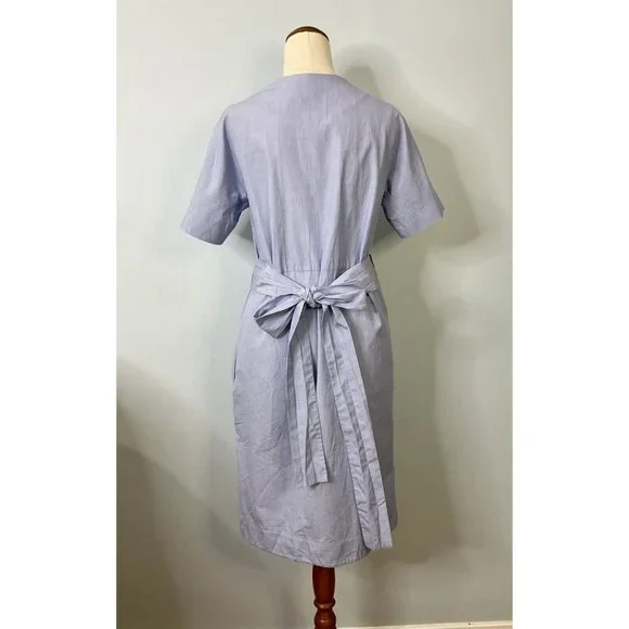 COS Blue Short Sleeve Cotton Wrap Pocket Dress Size EUR 34 - Picture 4 of 12